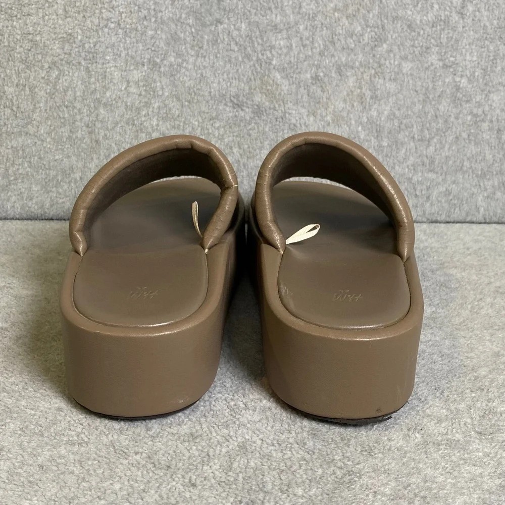 H&M Platform Slide Sandals Women's Size 40 US 9‎ Taupe Brown Padded Chunky EUC